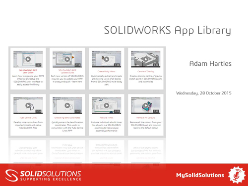 SOLIDWORKS APPS Webcast SOLIDWORKS APPS Webcast