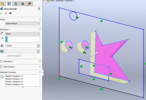 Shaded Sketch Contours, SOLIDWORKS