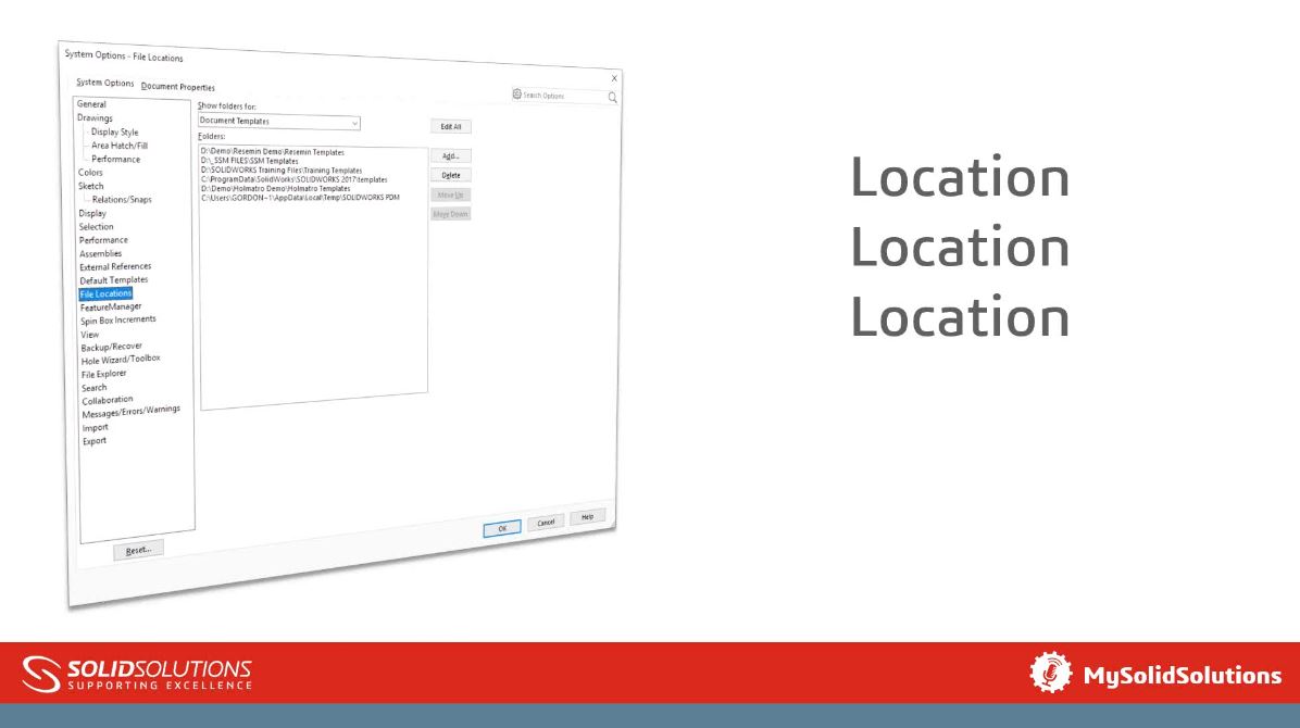 SOLIDWORKS File Locations