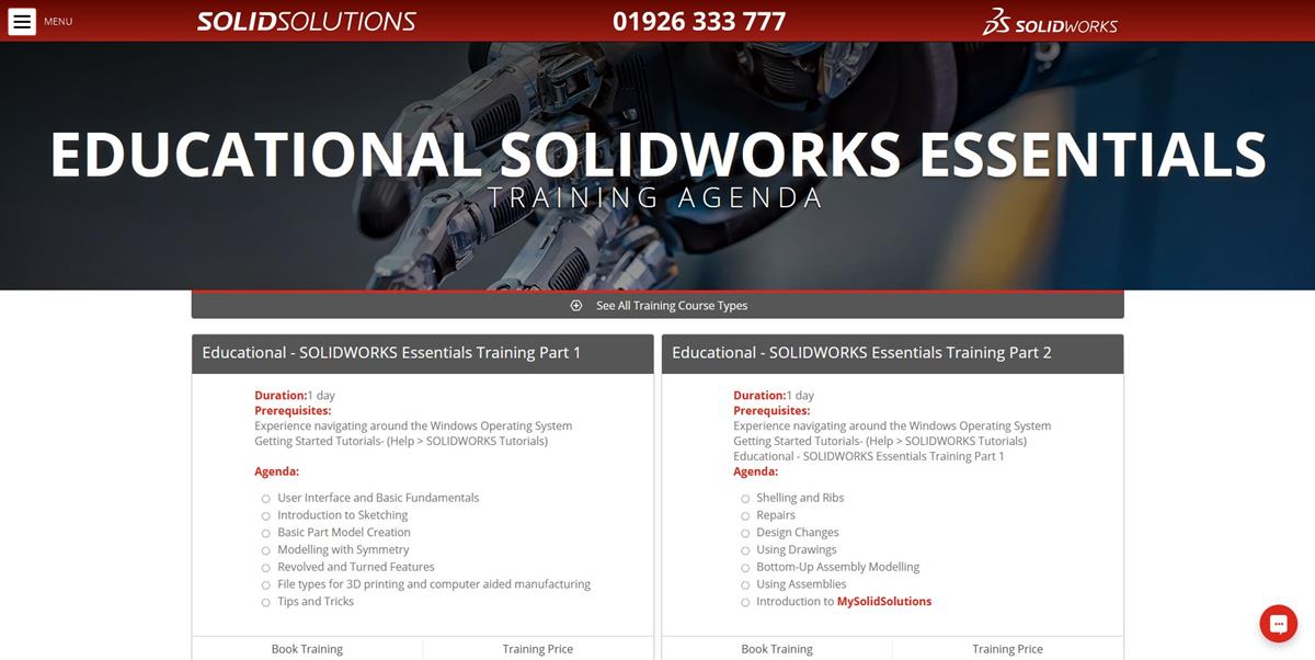 Educational SOLIDWORKS Essentials Agenda